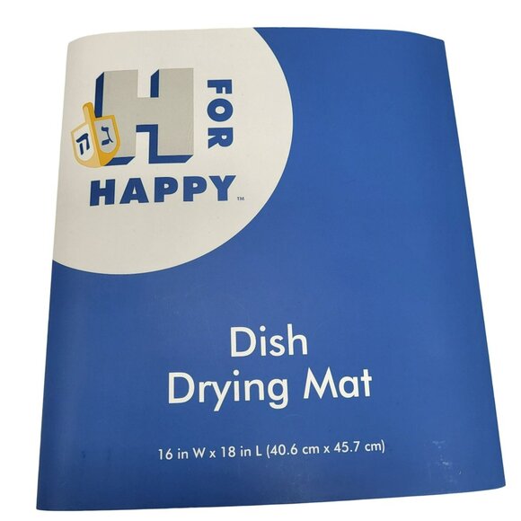 H For Happy Hanukkah Dish Drying Mat 16"x18" Blue & White Absorbent Kitchen - Picture 3 of 10
